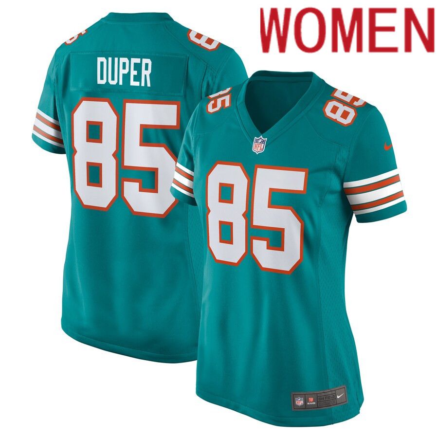 Women Miami Dolphins #85 Mark Duper Nike Aqua Retired Player NFL Jersey->women nfl jersey->Women Jersey
